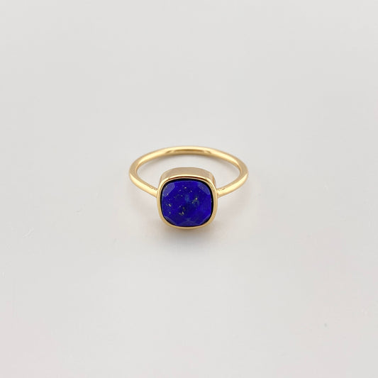 Moonstone pierścionek lapis lazuli